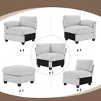 Canapé modulaire surdimensionné en velours côtelé Hyleory 115, canapé en U avec pouf mobile, grand canapé d'angle 7 places pour salon