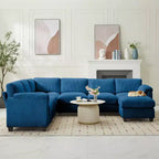 Canapé modulaire surdimensionné en velours côtelé Hyleory 115, canapé en U avec pouf mobile, grand canapé d'angle 7 places pour salon