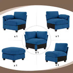 Canapé modulaire surdimensionné en velours côtelé Hyleory 115, canapé en U avec pouf mobile, grand canapé d'angle 7 places pour salon