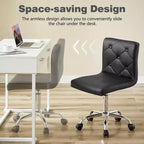 Chaise de bureau moderne VECELO en cuir PU avec rembourrage et base métallique réglable, chaises de bureau pivotantes sans accoudoirs à dossier mi-hauteur