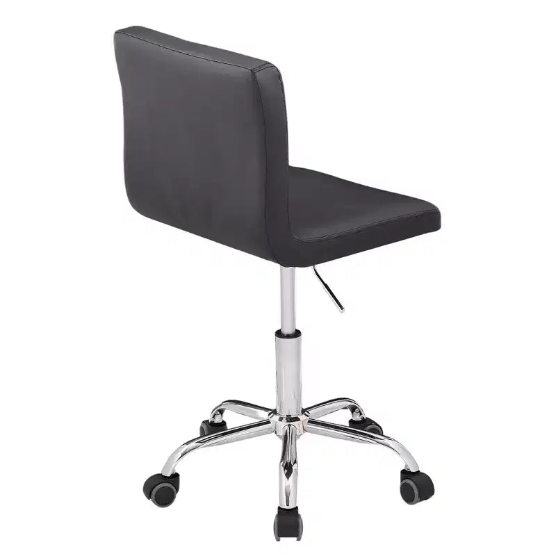 Chaise de bureau moderne VECELO en cuir PU avec rembourrage et base métallique réglable, chaises de bureau pivotantes sans accoudoirs à dossier mi-hauteur