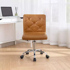 Chaise de bureau moderne VECELO en cuir PU avec rembourrage et base métallique réglable, chaises de bureau pivotantes sans accoudoirs à dossier mi-hauteur