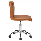 Chaise de bureau moderne VECELO en cuir PU avec rembourrage et base métallique réglable, chaises de bureau pivotantes sans accoudoirs à dossier mi-hauteur