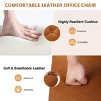Chaise de bureau moderne VECELO en cuir PU avec rembourrage et base métallique réglable, chaises de bureau pivotantes sans accoudoirs à dossier mi-hauteur