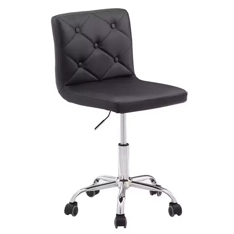 Chaise de bureau moderne VECELO en cuir PU avec rembourrage et base métallique réglable, chaises de bureau pivotantes sans accoudoirs à dossier mi-hauteur