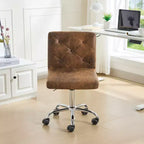 Chaise de bureau moderne VECELO en cuir PU avec rembourrage et base métallique réglable, chaises de bureau pivotantes sans accoudoirs à dossier mi-hauteur