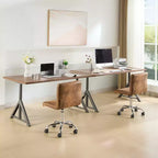 Chaise de bureau moderne VECELO en cuir PU avec rembourrage et base métallique réglable, chaises de bureau pivotantes sans accoudoirs à dossier mi-hauteur