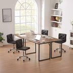 Chaise de bureau moderne VECELO en cuir PU avec rembourrage et base métallique réglable, chaises de bureau pivotantes sans accoudoirs à dossier mi-hauteur