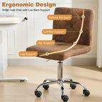 Chaise de bureau moderne VECELO en cuir PU avec rembourrage et base métallique réglable, chaises de bureau pivotantes sans accoudoirs à dossier mi-hauteur