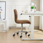 Chaise de bureau moderne VECELO en cuir PU avec rembourrage et base métallique réglable, chaises de bureau pivotantes sans accoudoirs à dossier mi-hauteur