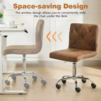 Chaise de bureau moderne VECELO en cuir PU avec rembourrage et base métallique réglable, chaises de bureau pivotantes sans accoudoirs à dossier mi-hauteur