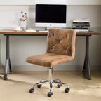 Chaise de bureau moderne VECELO en cuir PU avec rembourrage et base métallique réglable, chaises de bureau pivotantes sans accoudoirs à dossier mi-hauteur