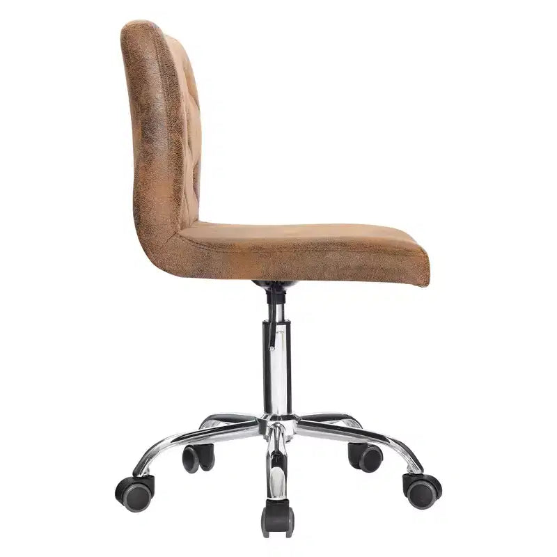 Chaise de bureau moderne VECELO en cuir PU avec rembourrage et base métallique réglable, chaises de bureau pivotantes sans accoudoirs à dossier mi-hauteur