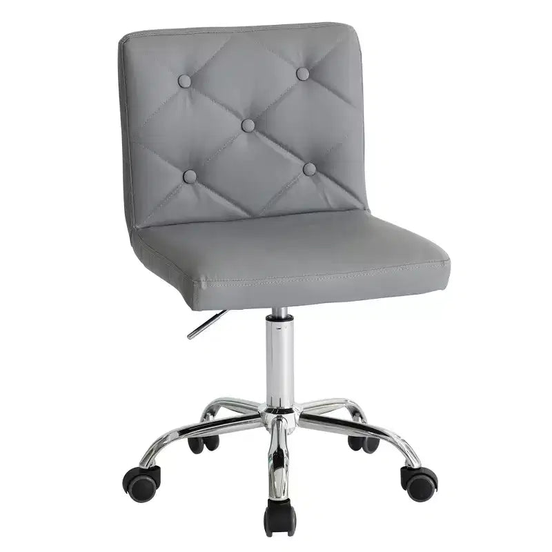 Chaise de bureau moderne VECELO en cuir PU avec rembourrage et base métallique réglable, chaises de bureau pivotantes sans accoudoirs à dossier mi-hauteur
