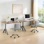 Chaise de bureau moderne VECELO en cuir PU avec rembourrage et base métallique réglable, chaises de bureau pivotantes sans accoudoirs à dossier mi-hauteur
