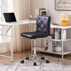 Chaise de bureau moderne VECELO en cuir PU avec rembourrage et base métallique réglable, chaises de bureau pivotantes sans accoudoirs à dossier mi-hauteur
