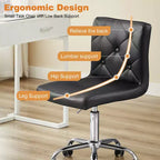 Chaise de bureau moderne VECELO en cuir PU avec rembourrage et base métallique réglable, chaises de bureau pivotantes sans accoudoirs à dossier mi-hauteur
