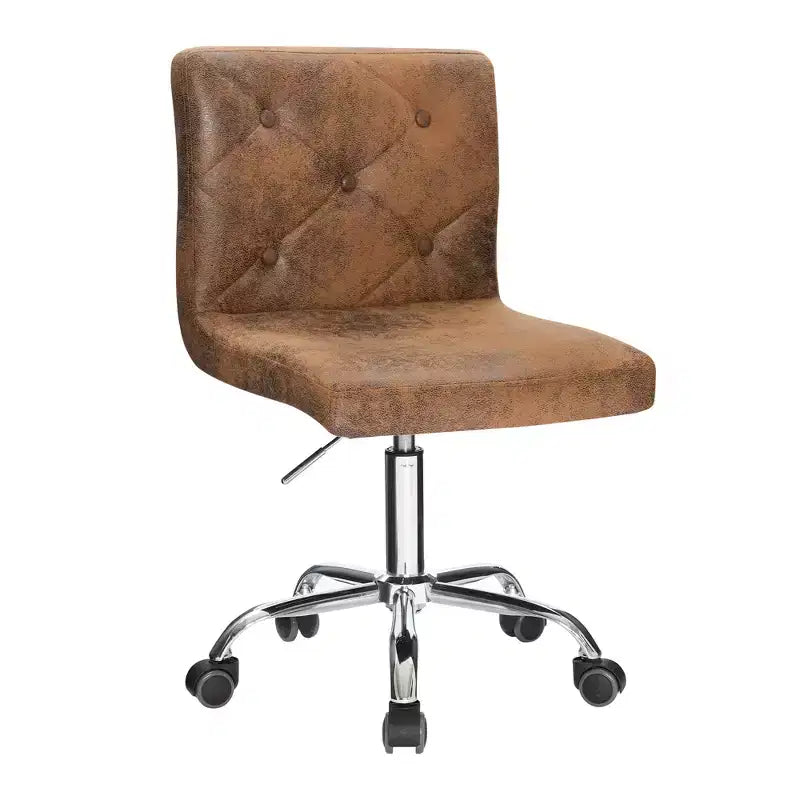 Chaise de bureau moderne VECELO en cuir PU avec rembourrage et base métallique réglable, chaises de bureau pivotantes sans accoudoirs à dossier mi-hauteur