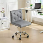 Chaise de bureau moderne VECELO en cuir PU avec rembourrage et base métallique réglable, chaises de bureau pivotantes sans accoudoirs à dossier mi-hauteur