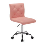 Chaise de bureau moderne VECELO en cuir PU avec rembourrage et base métallique réglable, chaises de bureau pivotantes sans accoudoirs à dossier mi-hauteur