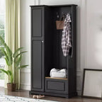 Porte-manteau avec banc rabattable, banc d'entrée avec patère, banc de rangement autoportant pour buanderie, salon, entrée