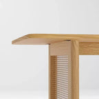 Table à manger rectangulaire en bois Mid-Century Dovelina Table de cuisine en rotin pour 6 personnes - 67
