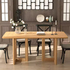 Table à manger rectangulaire en bois Mid-Century Dovelina Table de cuisine en rotin pour 6 personnes - 67