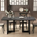 Table à manger rectangulaire en bois Mid-Century Dovelina Table de cuisine en rotin pour 6 personnes - 67