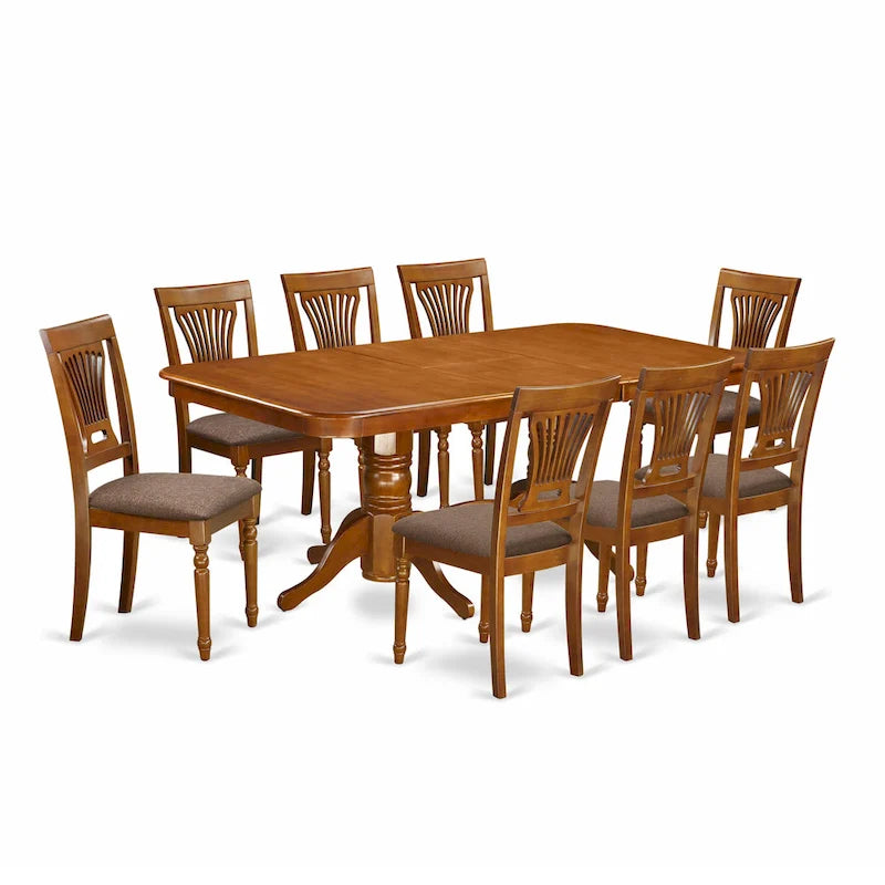 Ensemble de salle à manger — Comprend 1 table à manger rectangulaire et 8 chaises de salle à manger, brun selle (styles d'assise sélectionnables)