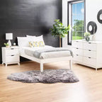 Lit plateforme jumeau et table de chevet Powell Pensy