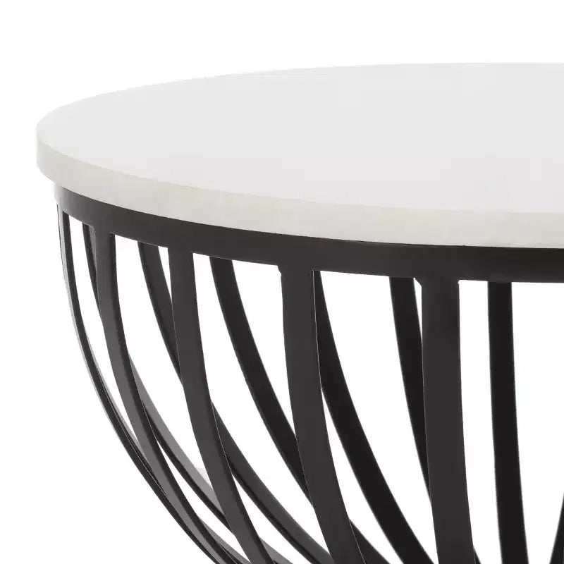 Table d'appoint ronde Tissaia - ACC4616A - Marbre blanc/noir - Safavieh