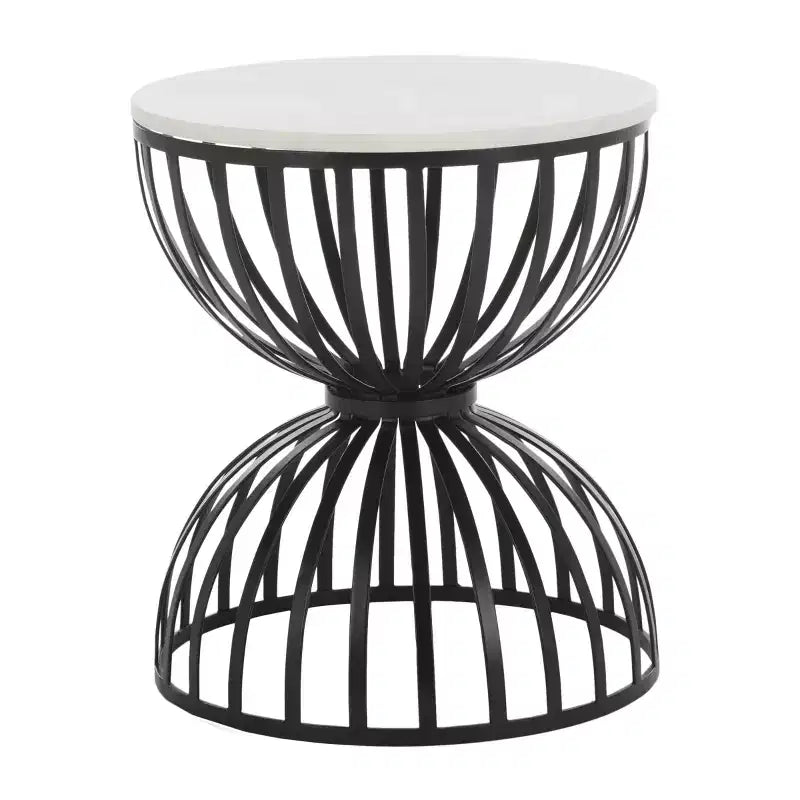 Table d'appoint ronde Tissaia - ACC4616A - Marbre blanc/noir - Safavieh