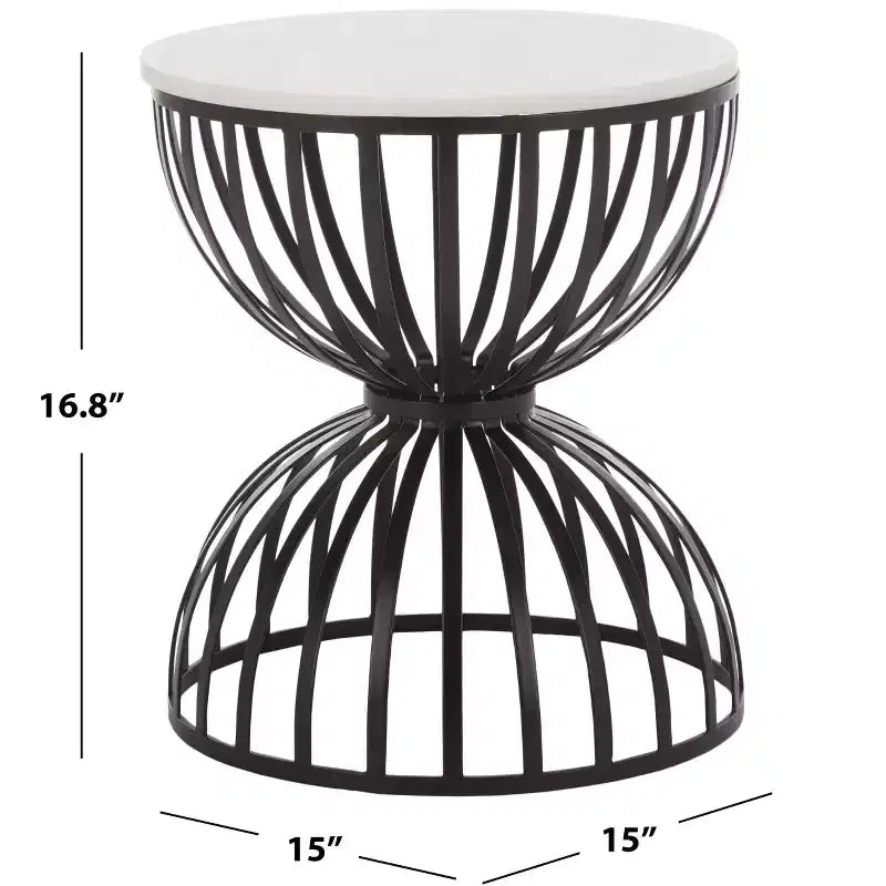 Table d'appoint ronde Tissaia - ACC4616A - Marbre blanc/noir - Safavieh