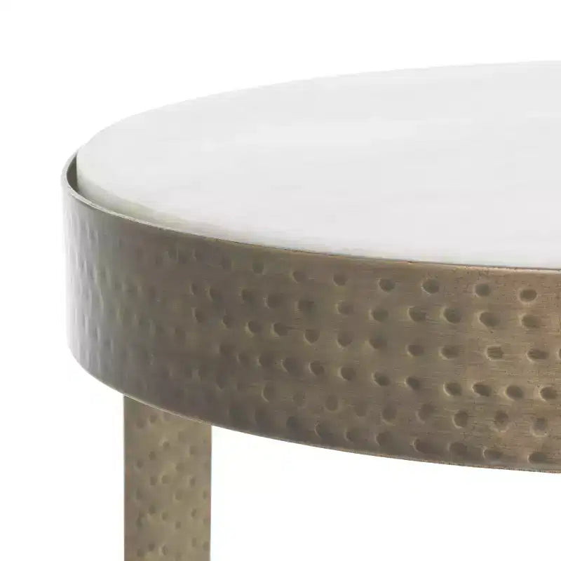 Table d'appoint ronde Triss - ACC4617A - Marbre blanc/Laiton antique - Safavieh