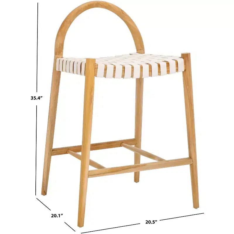 Tabouret de comptoir Rhyan - BST1203A - Blanc/Naturel - Safavieh