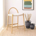 Tabouret de comptoir Rhyan - BST1203A - Blanc/Naturel - Safavieh
