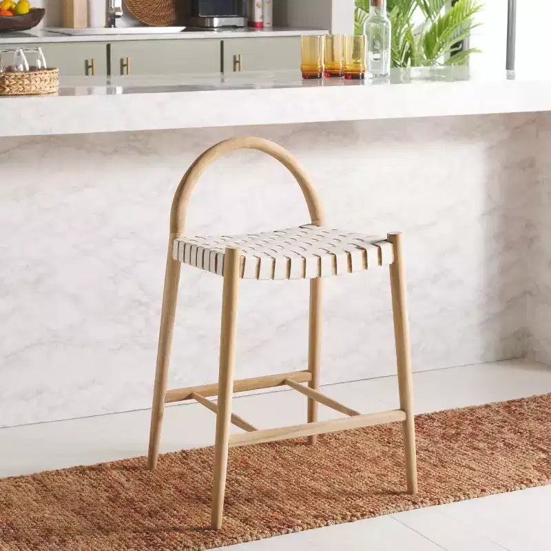 Tabouret de comptoir Rhyan - BST1203A - Blanc/Naturel - Safavieh