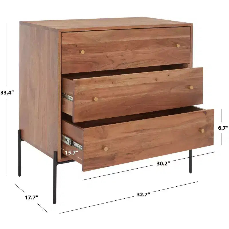 Commode Dowling à 3 tiroirs - CHS9002 - Marron/Noir - Safavieh