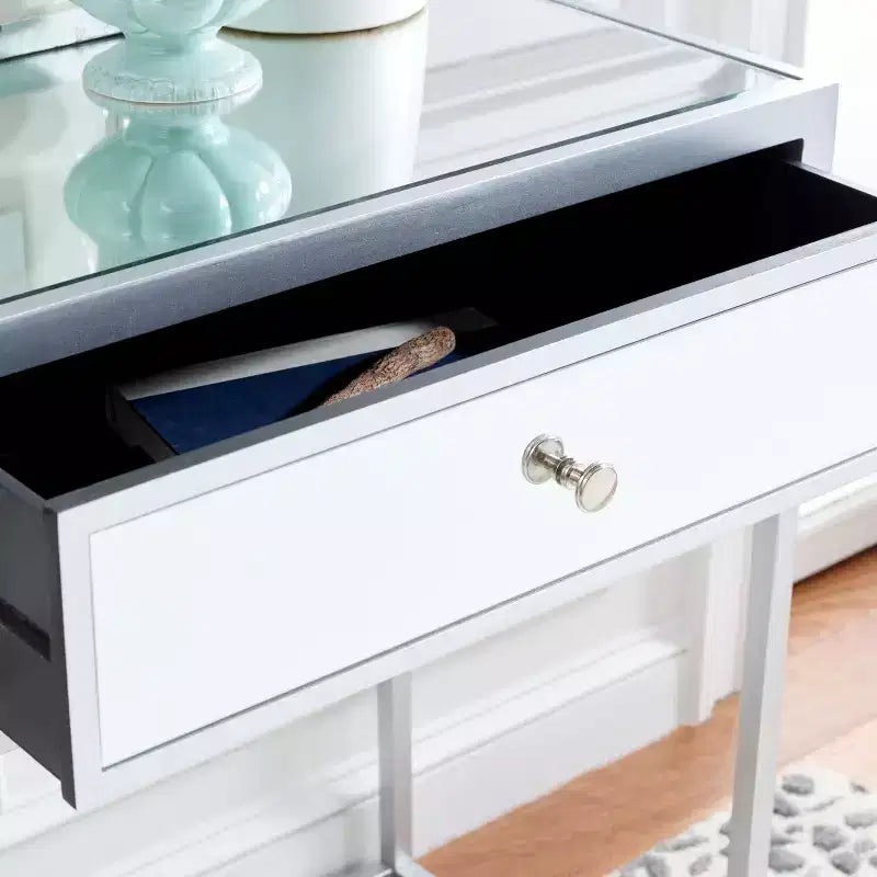 Bureau miroir Aster 2 tiroirs - DSK9701 - Argent/Miroir - Safavieh
