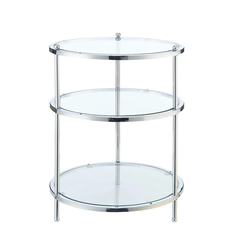 Table d'appoint ronde à 3 niveaux en verre Royal Crest de Convenience Concepts