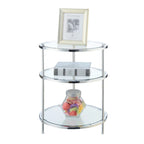 Table d'appoint ronde à 3 niveaux en verre Royal Crest de Convenience Concepts