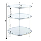 Table d'appoint ronde à 3 niveaux en verre Royal Crest de Convenience Concepts