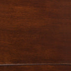 Table basse de salon en bois massif de style contemporain, légèrement arrondie, marron foncé