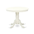 Ensemble de table à manger - Table de cuisine ronde et chaises Parsons en similicuir blanc, blanc lin (options de pièces)