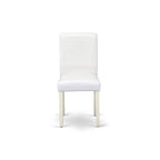 Ensemble de table à manger - Table de cuisine ronde et chaises Parsons en similicuir blanc, blanc lin (options de pièces)