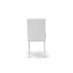 Ensemble de table à manger - Table de cuisine ronde et chaises Parsons en similicuir blanc, blanc lin (options de pièces)
