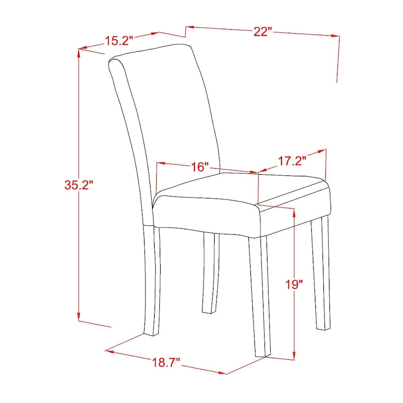 Ensemble de table à manger - Table de cuisine ronde et chaises Parsons en similicuir blanc, blanc lin (options de pièces)