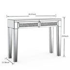Console de bureau glamour à 2 tiroirs avec miroir - 76 H x 100 L x 35 P cm