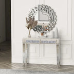 Console de bureau glamour à 2 tiroirs avec miroir - 76 H x 100 L x 35 P cm