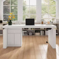 Famapy White Craft Desk With Adjustable Height and Storage Drawers Workstation Desk